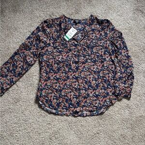 NWT Womens Large Floral Flowy Blouse- Jones New York Signature
